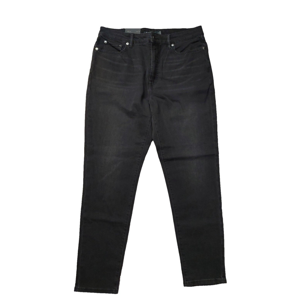 Ralph Lauren Black Super Stretch High Rise Skinny Ankle Denim Jeans Sz 14 / 32 - Picture 2 of 12